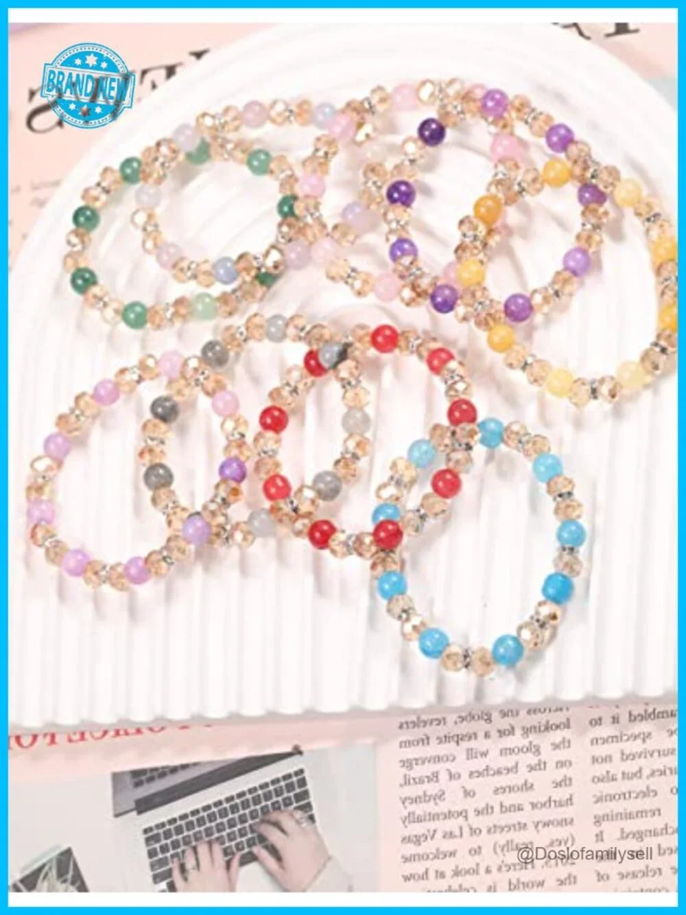 16-Piece Crystal Stretch Bracelets, Beaded Stackable Healing Bracelets with